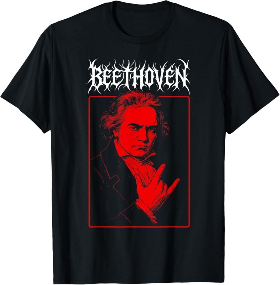 Beethoven Metal Horns, Classical Music Composer Death Metal T-Shirt Unisex T-Shirt M