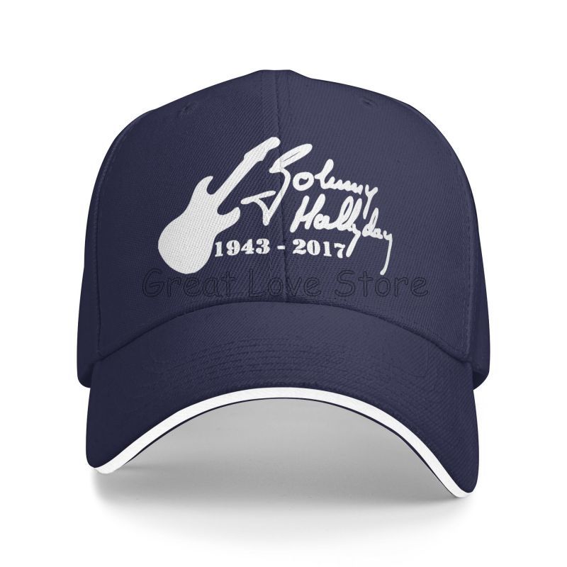 

Johnny Hallyday Print Baseball Cap French Rock Legend Bucket Hat Unisex Adjustable Snapback Sun Hat Men Sandwich Cap Adjustable темно-синього кольору