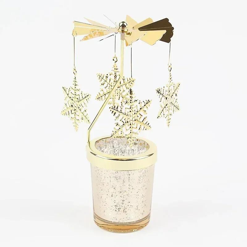 Angel Moon Golden Hot Rotating Candle Holder Ornaments Metal Windmill Rotating Creative Hand Gift Christmas Decoration