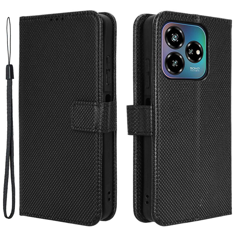 For ZTE Axon 60 Lite/Blade V60 Vita Phone Case PU Leather Diamond Texture Shockproof Cover