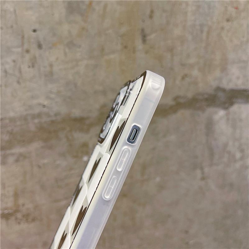 Husă moale din tablă de șah pentru iPhone 14 13 12 11 Pro Max XS XR SE 8 7 Plus Husă pentru cuplu cu inimă de dragoste