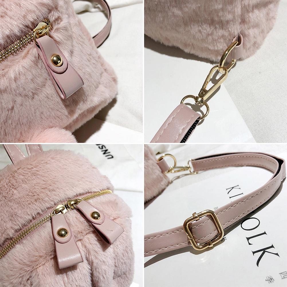 Women Bunny Backpack Plush Mini Fluffy Rabbit Ear Backpack Fuzzy Bunny Satchel Casual Daypack for Girls