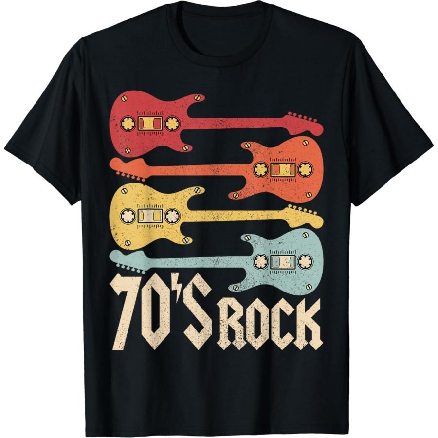 EYHOOKE 70s Rock Band Guitar Cassette Tape 1970s Vintage 70s Costume T-Shirt XXXXXL чёрный