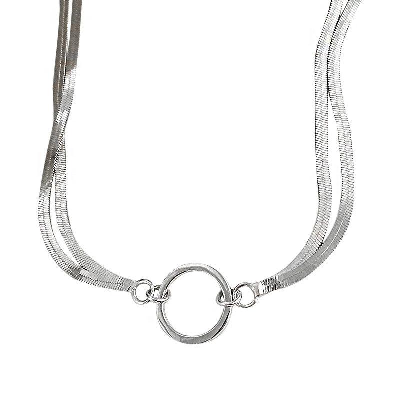 Double-layer Snake Bone Chain Ring Necklace Personalized Fashion Short Necklace Women's High-end Collarbone Chain