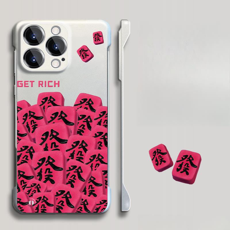 Borderless Mahjong Hair Stand Applicable To Apple 15 Mobile Case IPhone13PROMAX Bare Metal 12 Creative XR
