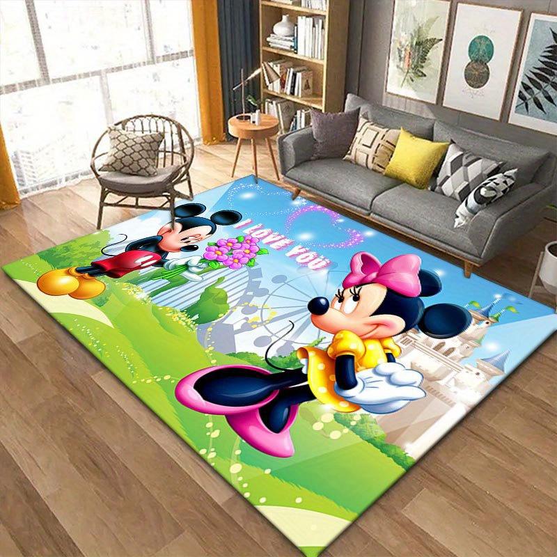 1 Stück Mickey und Minnie Teppich, Rutschfeste Fußmatte, Cartoon-Charakter-Design, Weicher Samt, Raumdekoration, Waschbarer Innenbereichsteppich