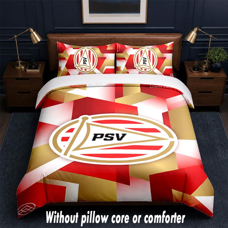PSV Eindhoven FC Design Bed Bedding Set 1 Duvet Cover + 2 Pillowcases Soft Breathable Household Bed Linens