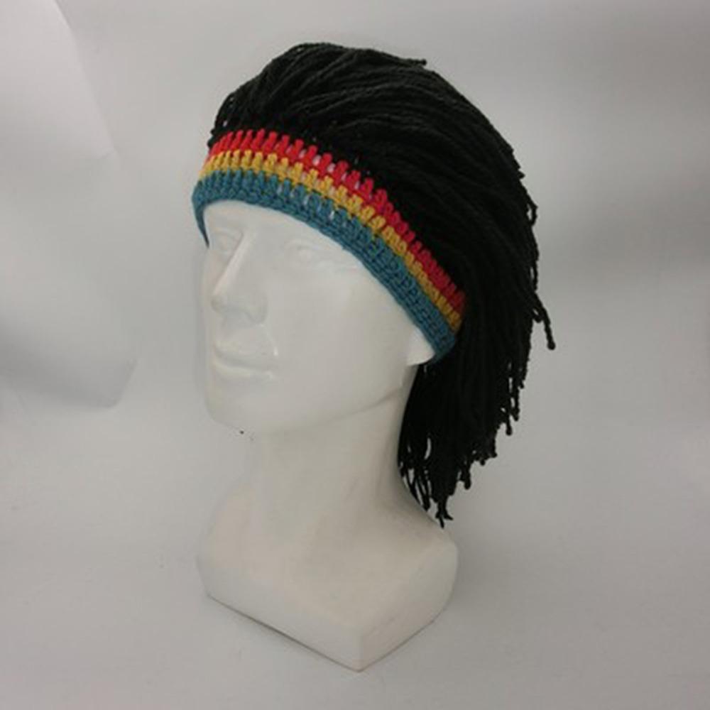 Gestrickte Mützen Perücke Halloween Party Herren Perücke Zopfhut Reggae Dreadlocks Perücke Afrika Wurzeln Perücke