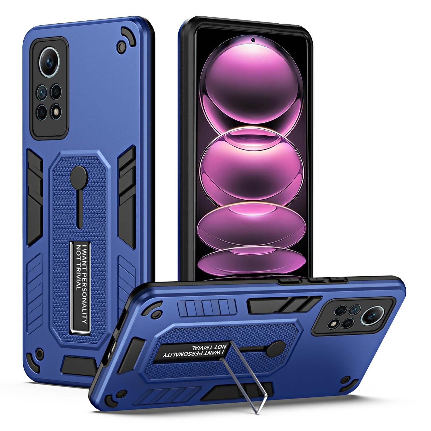 

For Xiaomi Redmi Note 12 Pro 4G Metal Kickstand Phone Case Finger Ring Strap TPU+PC Cover Blue