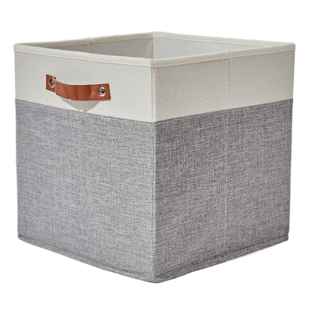 Side Handles Linen Fabric Storage Basket Large Capacity Toys Sorting Box  Cosmetics