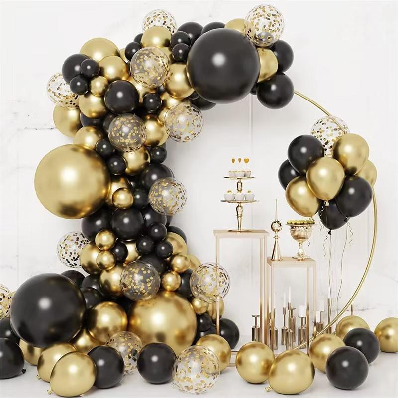 Black Gold Series Balloon Set for Birthday Party Decoration
