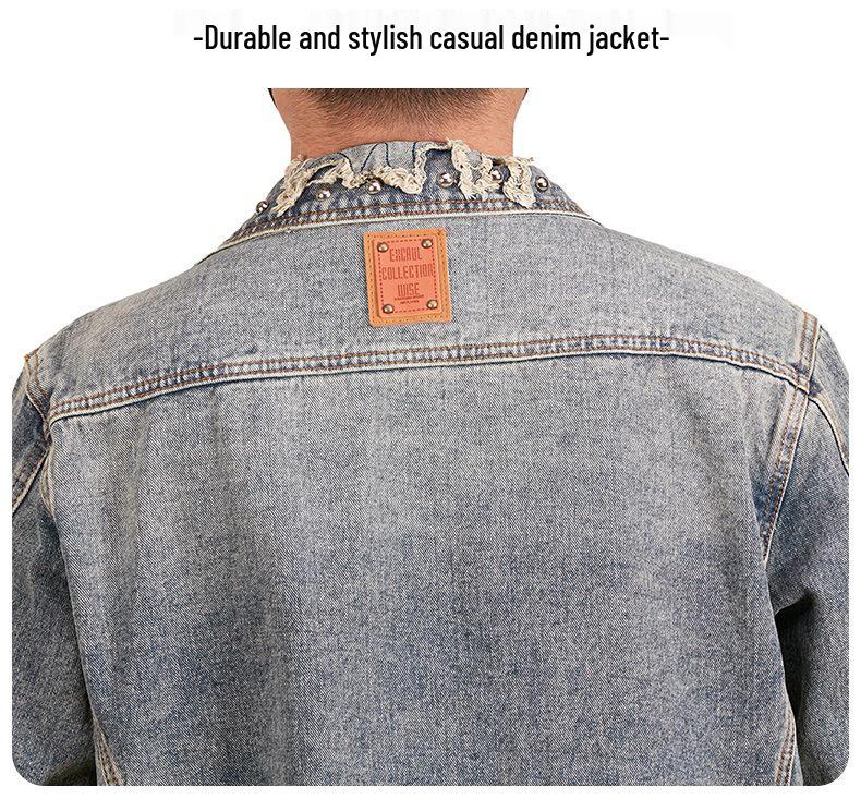 Xintang Men's Plus Size Casual Retro Denim Zipper Jacket - Spring Collection