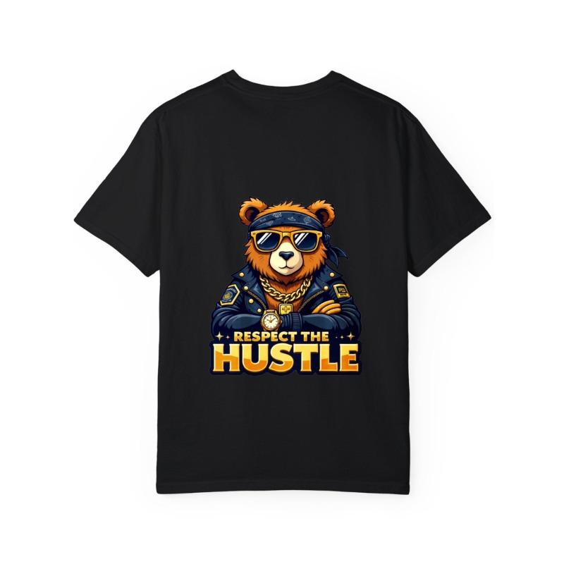 Crewneck T Shirt White Bear with Sunglasses and Bandana Respect The Hustle Graphic Print Streetwear Casual Wear