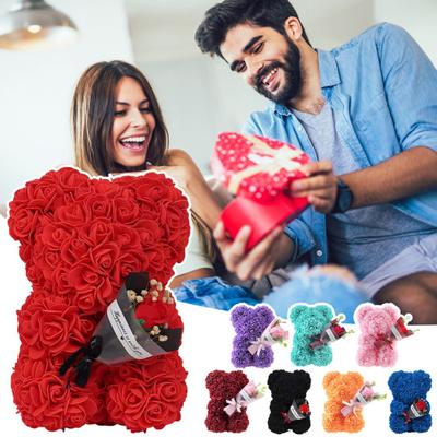 Preserved Rose Bear Gift Box Artificial Eternal Flower Bear Present Decoration Girlfriend Wife Mom Grandma Valentine's Day Anniversary Birthday Gift