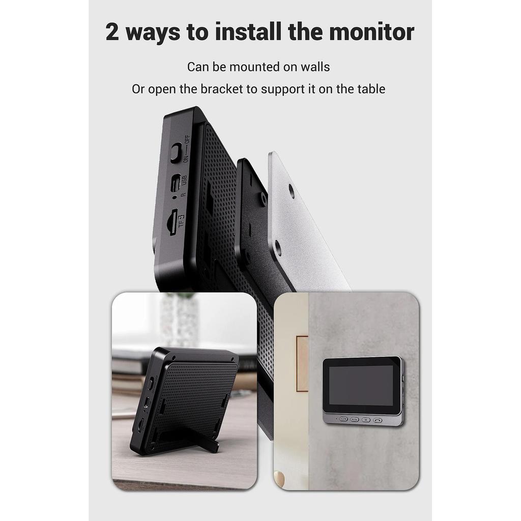 Smart X8 2.4G WiFi Doorbell Video Intercom 4.3" LCD Screen Home Security Smart Door Bell Intercom IR Night Vision Smart Eye Peephole