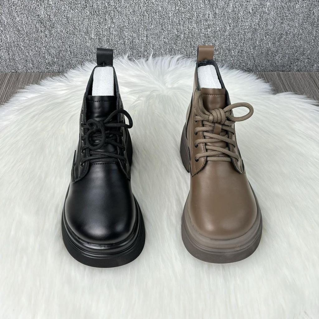 Thick-soled Fashion Versatile Fashion Boots Spring and Autumn New High-top Fried Street Round Head Lace-up Martin Boots
