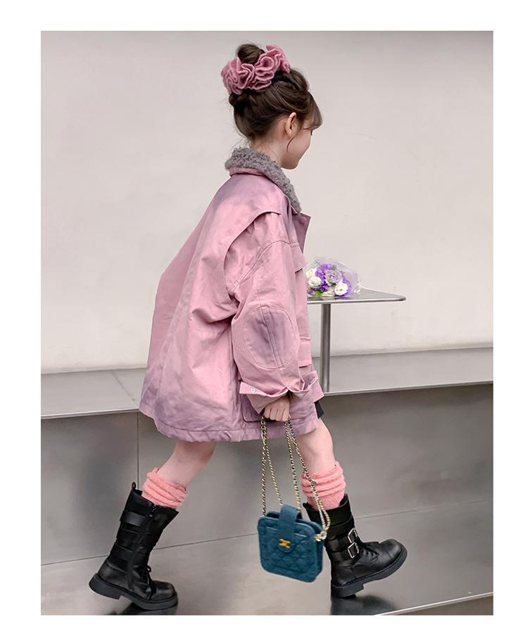 Girls' Thick Purple Fleece-Lined Parka - Autumn/Winter 2025 Fashion for Big Kids