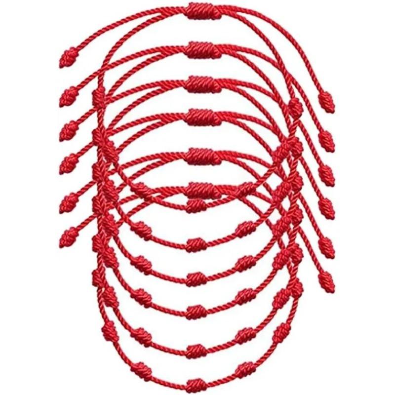 Woven Diamond Knot Couple's Men's and Women's Adjustable Destiny Year Hand Rope Red Rope Bracelet Handmade DIY Material