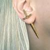 Vintage Punk Black Sword Stud Earrings for Women Men Gothic Hip Hop Metal Cross Geometric Piercing Earrings Y2K Jewelry