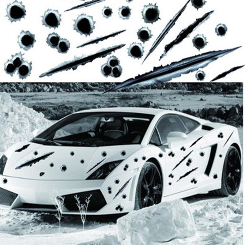 Stickers Side Car Auto Bullet Hole Motorcycle Decoration Sticker 3d Styling Car