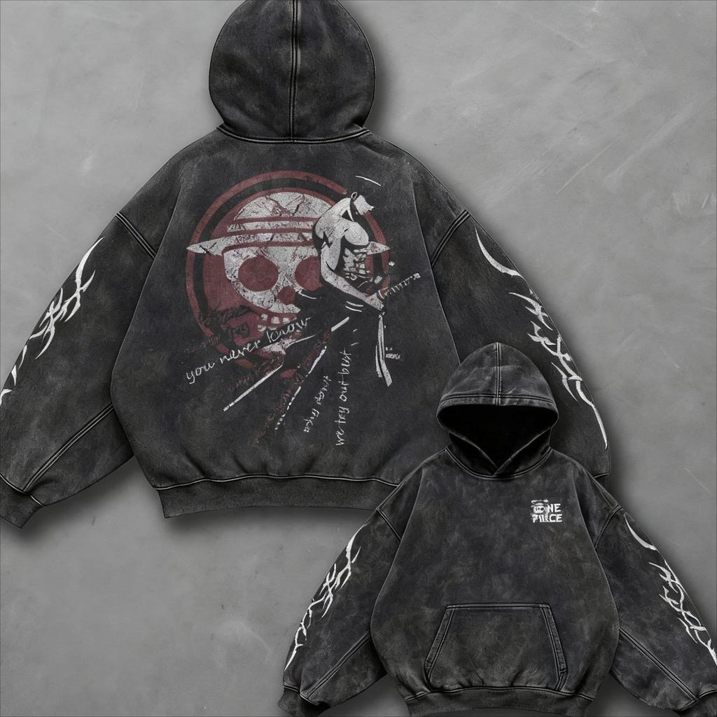 Autumn Anime Print Vintage Hoodie Men Women Pullover Sweatshirt Oversized Long Sleeve Top Harajuku Streetwear