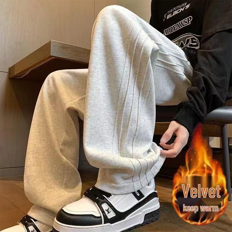 Men's American Trendy Loose-Fit Wide-Leg Sweatpants for Spring and Autumn