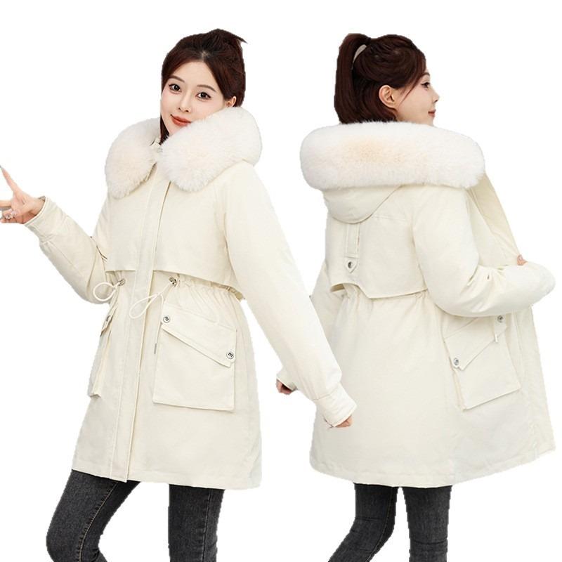 Iarna nou haine trei purtări căptușeală detașabilă guler de blană detașabil talie plăcină depășește palton de bumbac pentru femei