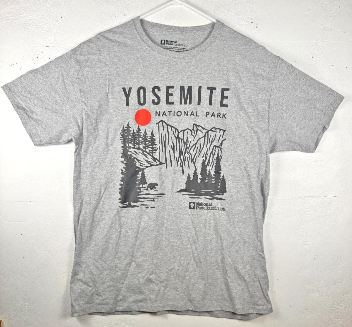 

Size 2X - Yosemite National Park Graphic 100% Cotton T-shirt Mens Tees Top Grey 2XL