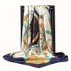 Printed Silk Scarf for Women Versatile Thin Simulation Silk Scarf 90*90cm Large Square Scarf