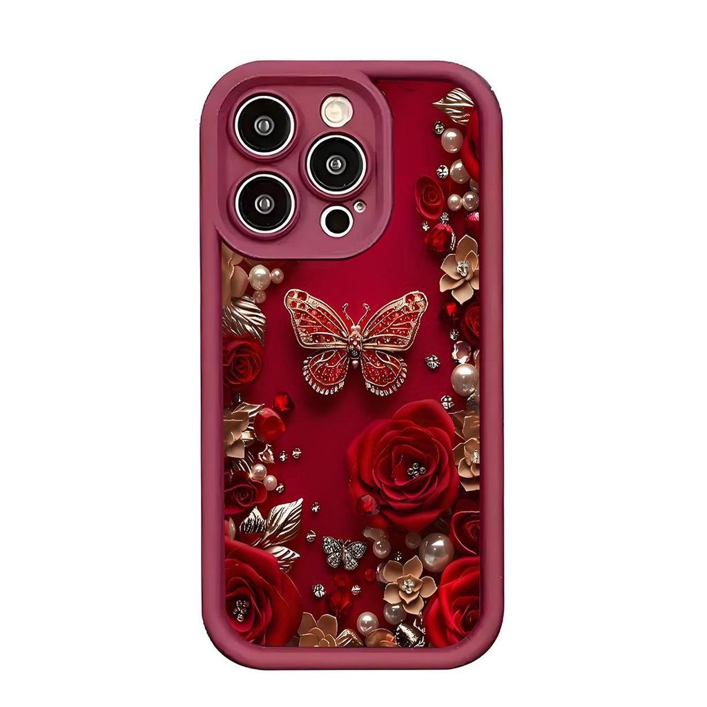 Schwarzes Rillen-Schmetterlings-Sandstein-Case für iPhone 15/16/17