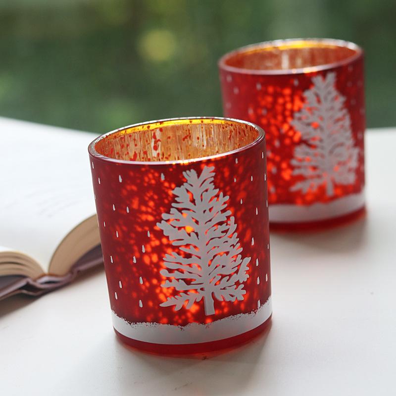 Christmas Empty Glass Jars for Candles Wholesale New Year Candle Jar Red Tealight Candle Holders