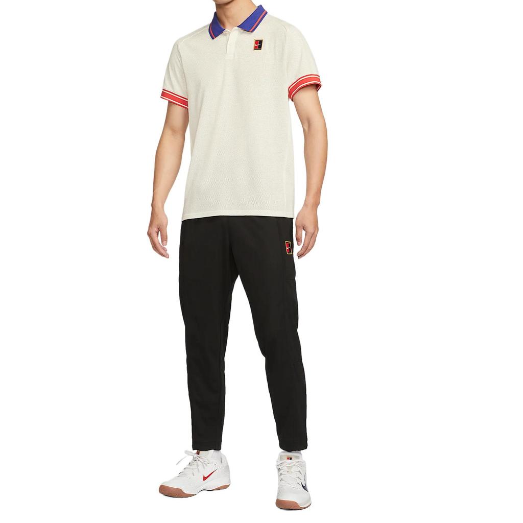 Nike Court Heritage Minimalistyczna Moda Wszechstronny Lekki Oddychający T-shirt Męski Top Jasny-Kość Słoniowa Jasny-Głęboki-Czerwony FQ2102-110