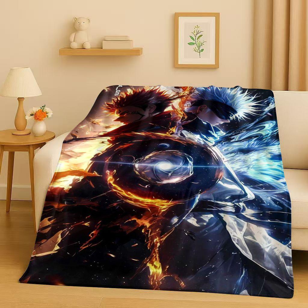 Anime Jujutsu Kaisen Cartoon Itadori Yuj Flanelldecke, Ultraweiche Warme Plüschdecke für Zuhause Schlafzimmer Bett Sofa Abdeckung Kindergeschenk