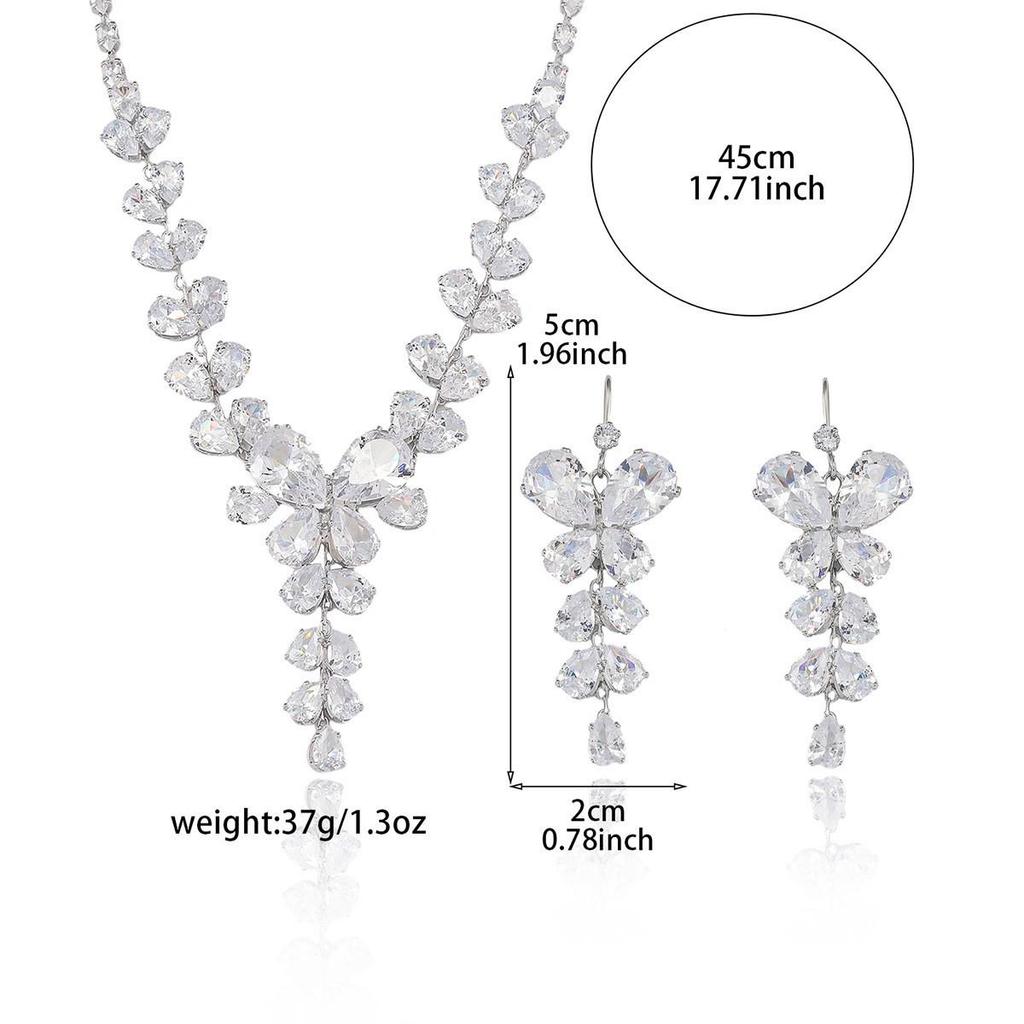 European Fashion: Zircon Butterfly Necklace & Earrings Set