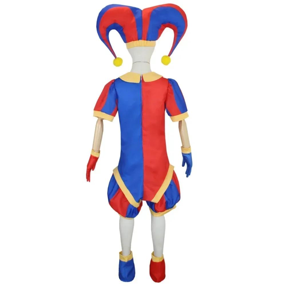 Magický virtuální cirkus Postava Pomni Cosplay Kostým Kompletní sada overalu S kloboukem Kryty na boty Rukavice Pro Halloweenské téma