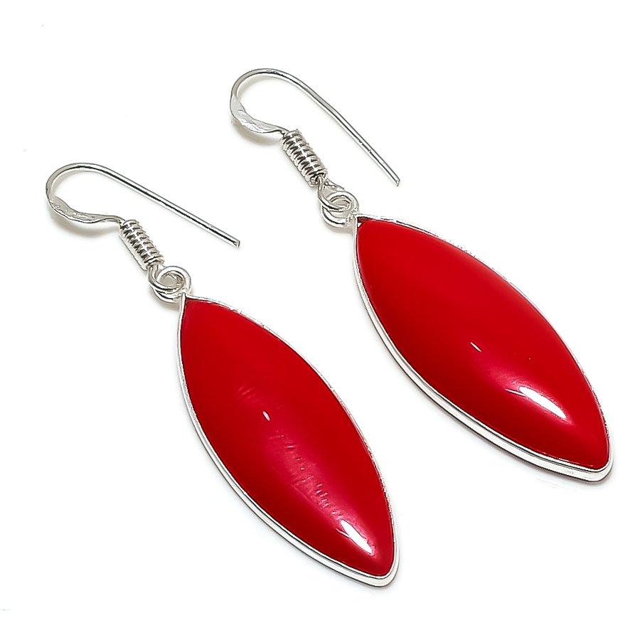 

Подарочные серьги ручной работы из натурального итальянского красного коралла из стерлингового серебра 925 пробы 1,97 дюйма y3U66