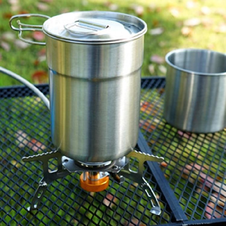 Picnics Water Mug Outdoor Cookware Camping Cup Pots Stainless Steels Coffee Mug with Folding Handle Camping Teas Mug