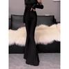 Black Mermaid-Style Suit Pants for Women, 2026 Summer New Model, High-Waisted, Slimming, Drapey, Floor-Length, Flared Bell-Bottom Pants
