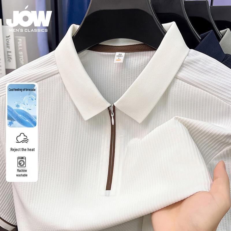 

JOW Men s Ice-Cool Breathable Zipper Collar Polo Shirt 48