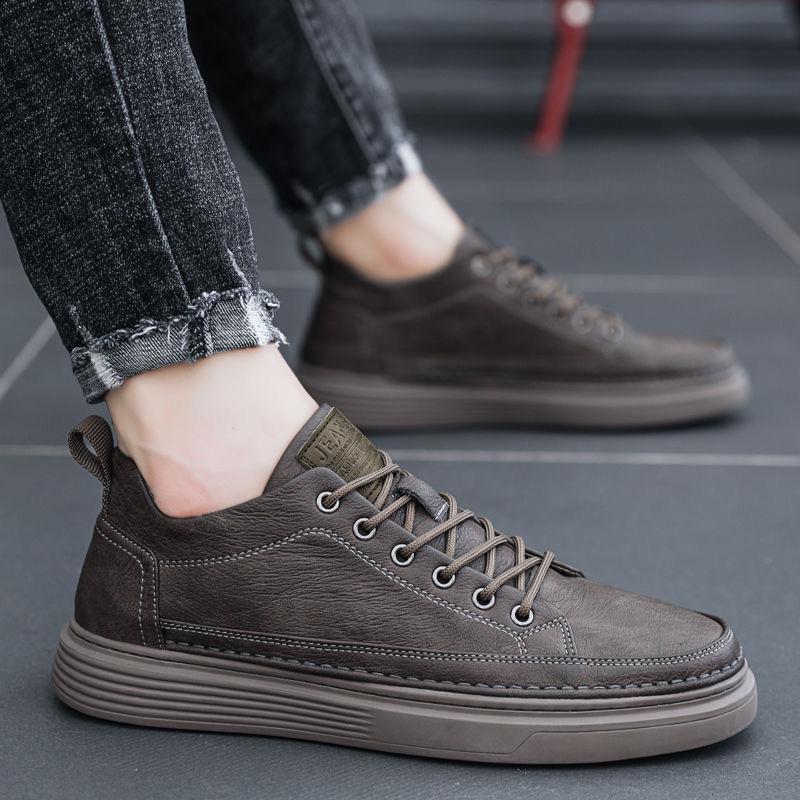 Spring men's shoes 2024 new men's sports and leisure British black leather shoes work versatile dress business trendy shoes