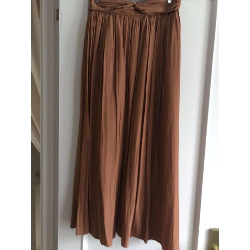 PLST Powder Satin Gather Maxi Skirt Brown Long Skirt Sold Out