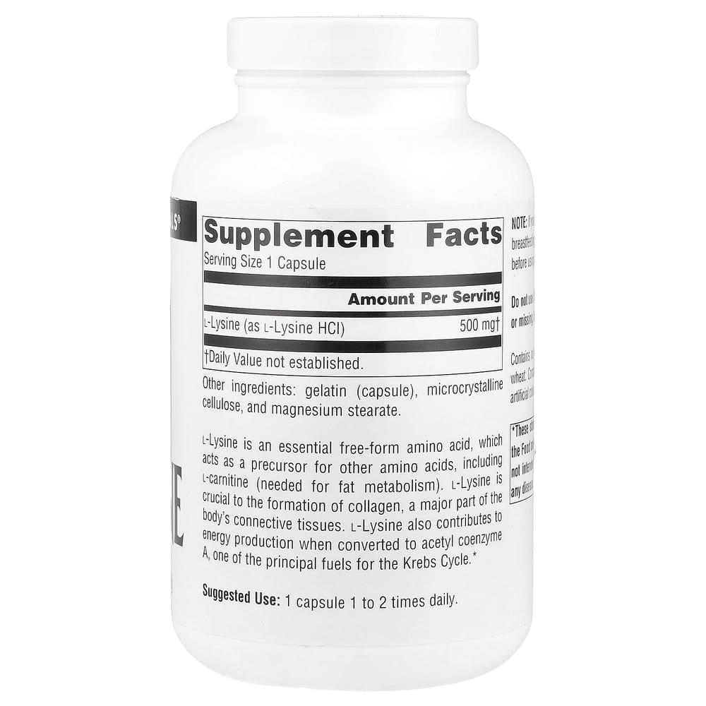 Source Naturals L-Lysine 500 Mg, 200 Capsules