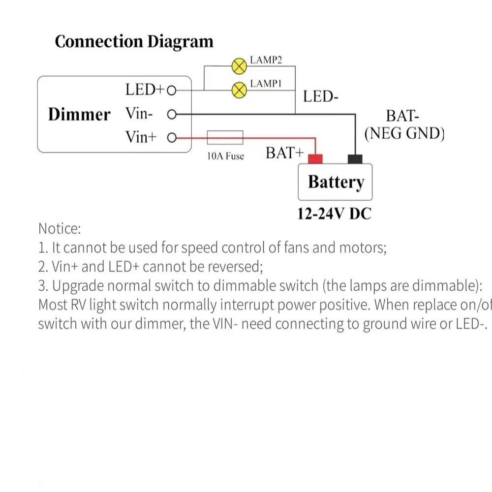 PWM LED Dimmer for RV, Boat, Camper Interior Light