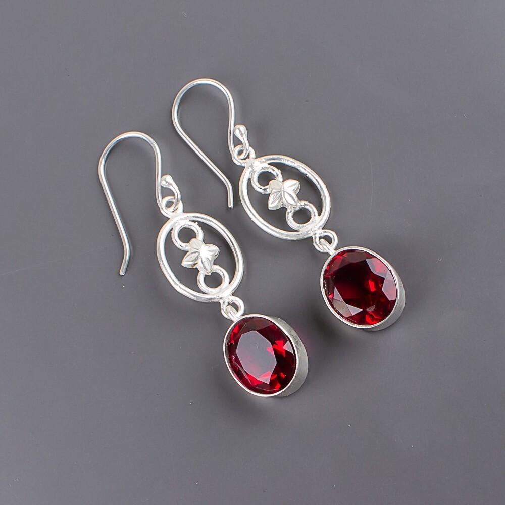 Pink Rubellite Gemstone 925 Sterling Silver Jewelry Handmade Boho Earrings 2.00" EE-17-10