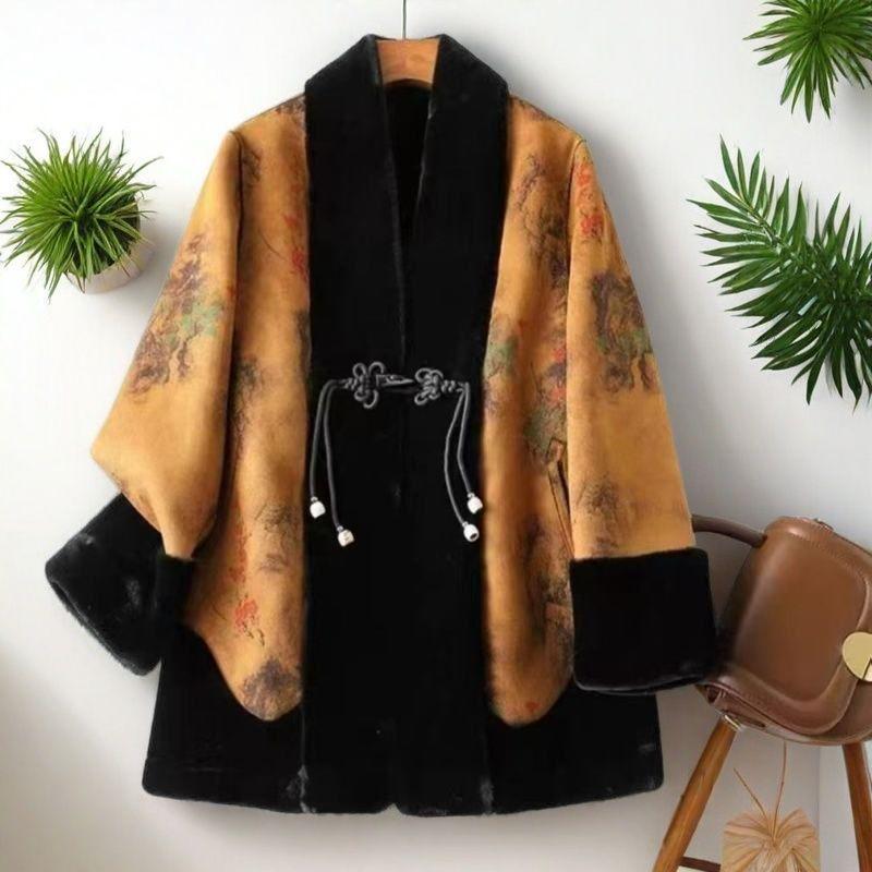 Mom's Reversible Faux Fur and Leather Coat - Women's Winter Fashion for Mid-Aged & Elderly
