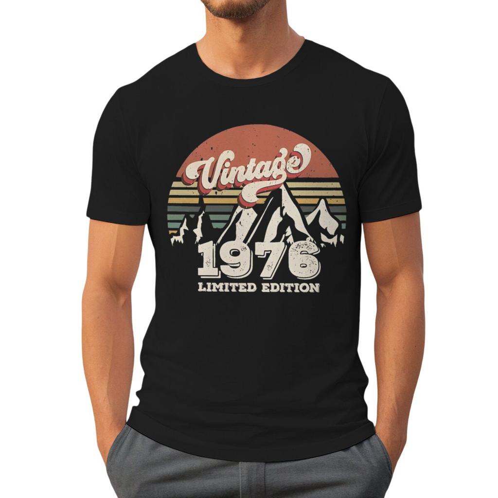 Fashion Men's T-Shirt Vintage 1976 50 Years of Being Awesome Graphic Tee Fashion 50th Birthday Gift Women Tops