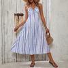New summer neck seaside vacation geometric print dress