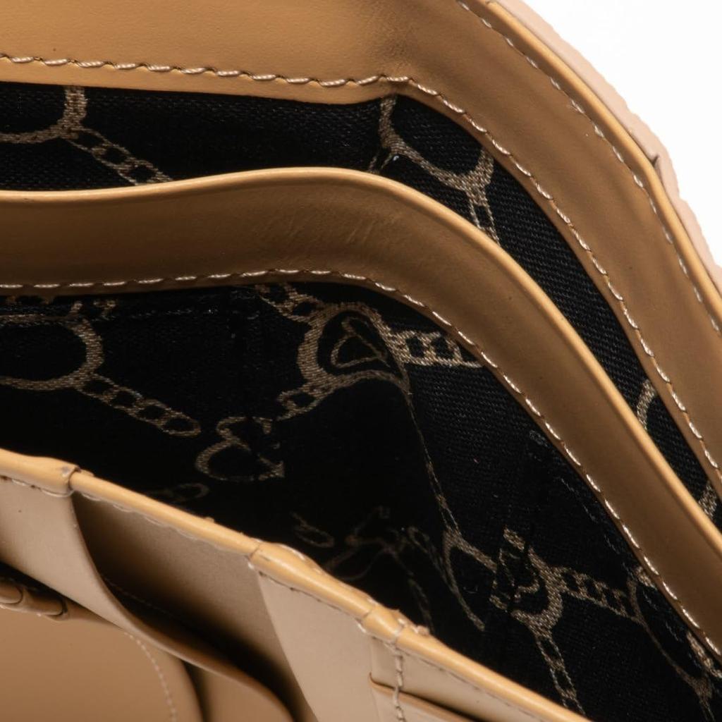 Portfel składany Pinky & Diane w kształcie litery L z zamkiem [& Union] Damska skóra syntetyczna Wytłaczane logo Broszka PDLWFDS3 Złoty