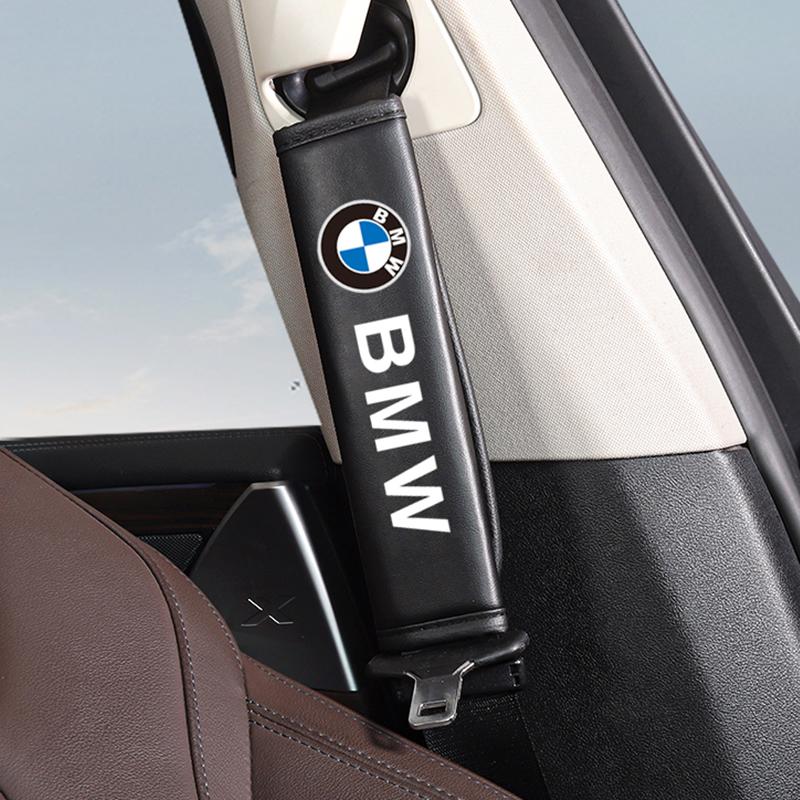 Car Leather Headrest Pillowcase Seat Belt Shoulder Pad For BMW F30 F10 E90 F20 E46 E60 E70 GT Car Interior Accessories Keychain rlzh86