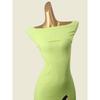 Foreign Trade Fashion Brand off-Neck Sexy Inner Wear High Slit Hip Skirt Inner Wear Knitted Sleeveless Dress
